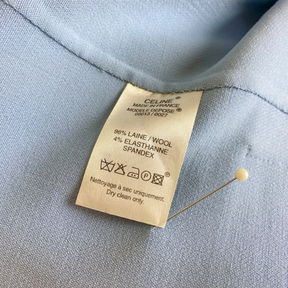 Celine Lite Blue Wool 2-Piece Suit Set Blazer Size 40 France USA 8 Lightweight - Picture 9 of 11